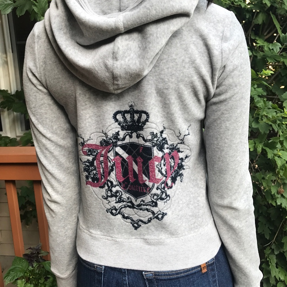Juicy Couture Velour Hoodie with Embellishment